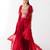 Red embroidered chiffon cape set