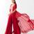 Red embroidered chiffon cape set