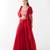 Red embroidered chiffon cape set