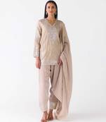 Grey embroidered tissue kurta set