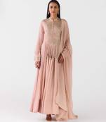 Baby-pink embroidered chiffon anarkali