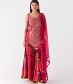 Pink embroidered crepe sharara