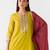 Mustard embroidered chanderi kurta set