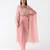 Baby-pink embroidered viscose cape set