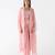 Baby-pink embroidered viscose cape set