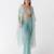 Blue embroidered viscose cape set