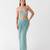 Blue embroidered viscose cape set