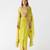 Lime embroidered chiffon cape set