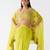 Lime embroidered chiffon cape set