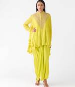 Lime embroidered chiffon co ord set