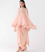 Peach embroidered chiffon co ord set