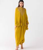 Mustard embroidered chiffon co ord set