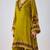 Lime green embroidered velvet kurta set