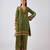 Green embroidered velvet kurta set