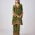 Green embroidered velvet kurta set