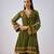 Green embroidered velvet kurta set