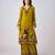 Lime green embroidered velvet kurta set