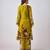 Lime green embroidered velvet kurta set