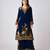 Blue embroidered velvet kurta set