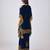 Blue embroidered velvet kurta set