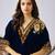 Blue embroidered velvet kurta set