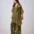 Green embroidered velvet kurta set