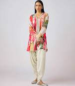 Multicolor printed crepe kurta set
