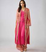 Pink printed chinon kurta set