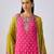 Lime green printed chinon kurta set