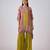 Lime green printed chinon kurta set