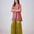 Lime green printed chinon kurta set