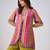 Lime green printed chinon kurta set