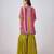 Lime green printed chinon kurta set