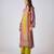 Lime green printed chinon kurta set