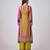Lime green printed chinon kurta set