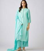 Blue plain muslin kurta set