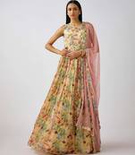 Multicolor embroidered organza anarkali