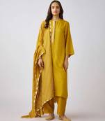 Mustard plain muslin kurta set