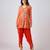 Orange printed georgette kurta set