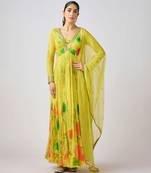 Yellow printed georgette anarkali