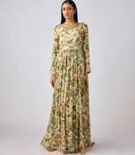 White printed chinon gown