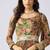 Peach printed chinon gown