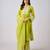 Lime green embroidered cotton silk kurta set