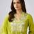 Lime green embroidered cotton silk kurta set