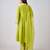 Lime green embroidered cotton silk kurta set