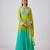 Lime green embroidered georgette anarkali