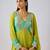 Lime green embroidered georgette anarkali