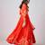 Red printed georgette anarkali
