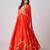Red printed georgette anarkali
