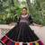 Black roman multi thread embroidered work traditional anarkali gown